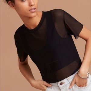 SOLD - Aritzia Wilfred Free Black Mesh Crop Top Size XS